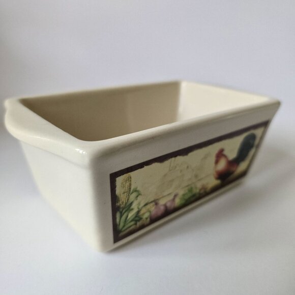 Nantucket Stoneware Mini Loaf Rooster-Themed Rectangular Baking Dish - Picture 3 of 15